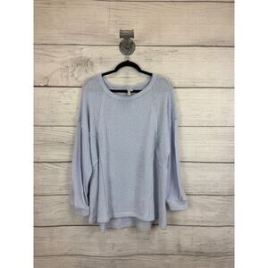 Cato Plus Size Light Blue Purple Fuzzy Knit Soft Long Sleeve Top Size 22/24W